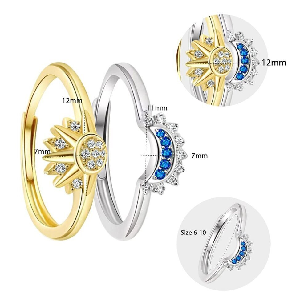 Sun And Moon Ring Set Stackable Rings For Women, … - image 7